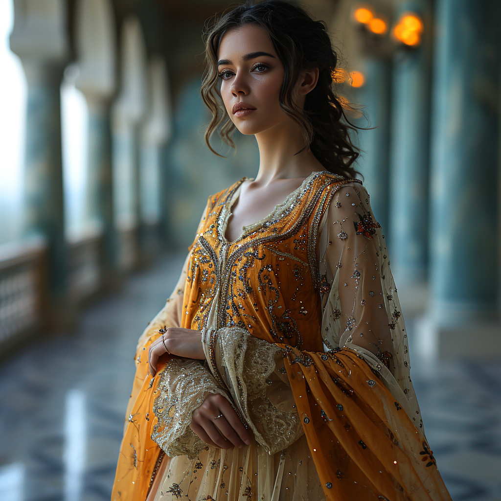 Golden Yellow Kurdish Dress for Womens